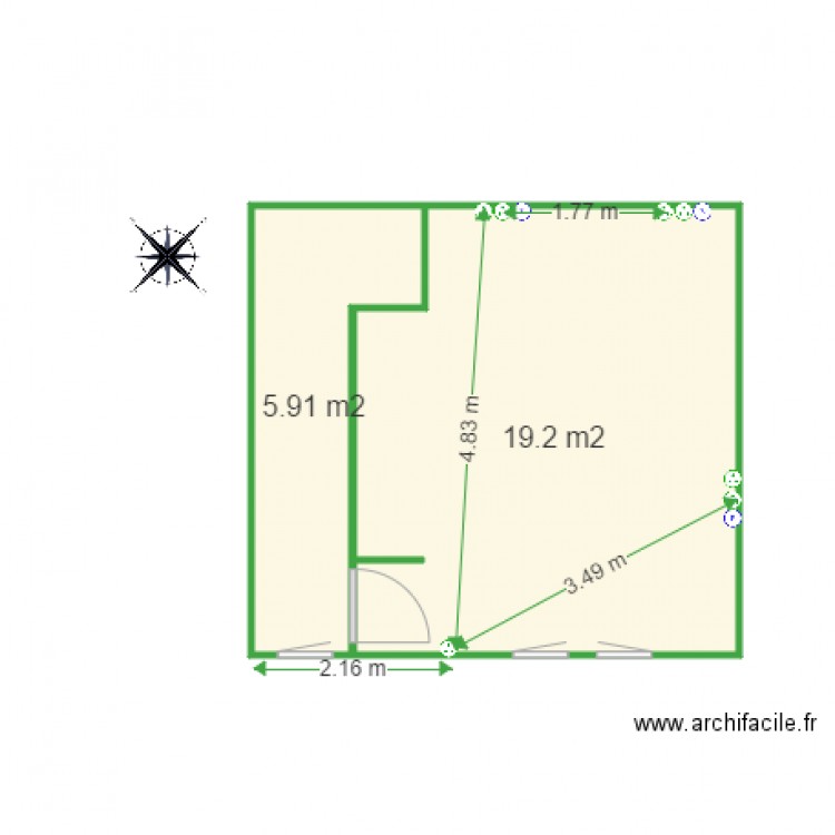 Haut Chambre réseau prises. Plan de 0 pièce et 0 m2
