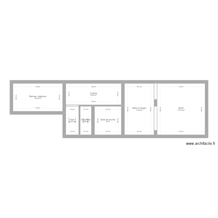 farciennes rdc. Plan de 7 pièces et 63 m2