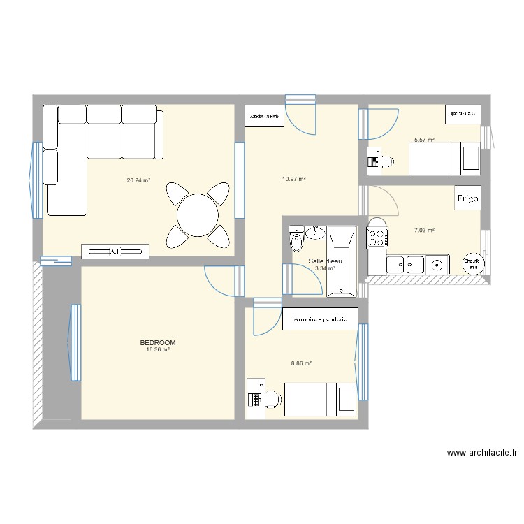 Appartement V2. Plan de 0 pièce et 0 m2