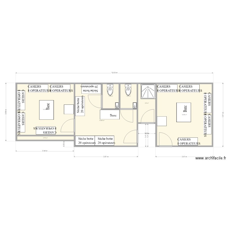 Vestiaire projet. Plan de 0 pièce et 0 m2