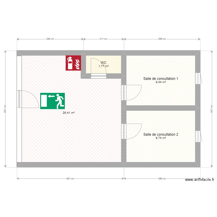 plan des pièces cabinet . Plan de 4 pièces et 47 m2