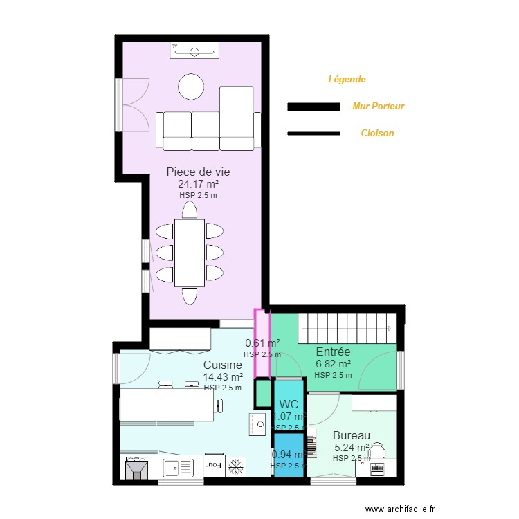 CHARIFI Claire Maison. Plan de 7 pièces et 53 m2