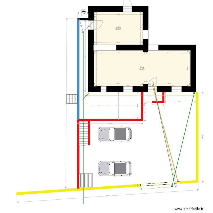 terrasse exterieur 2. Plan de 2 pièces et 63 m2