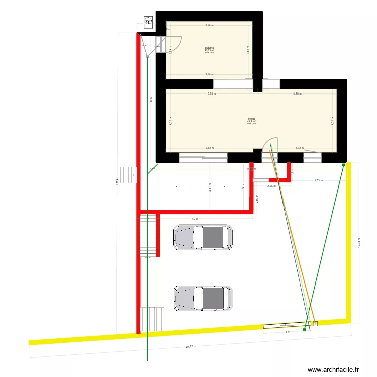 terrasse exterieur 2. Plan de 2 et 63 m² terrasse exterieur 2. Plan de 2 et 63 m²