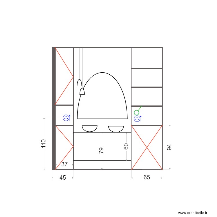 placard salle de bain parents faraday. Plan de 0 pièce et 0 m2