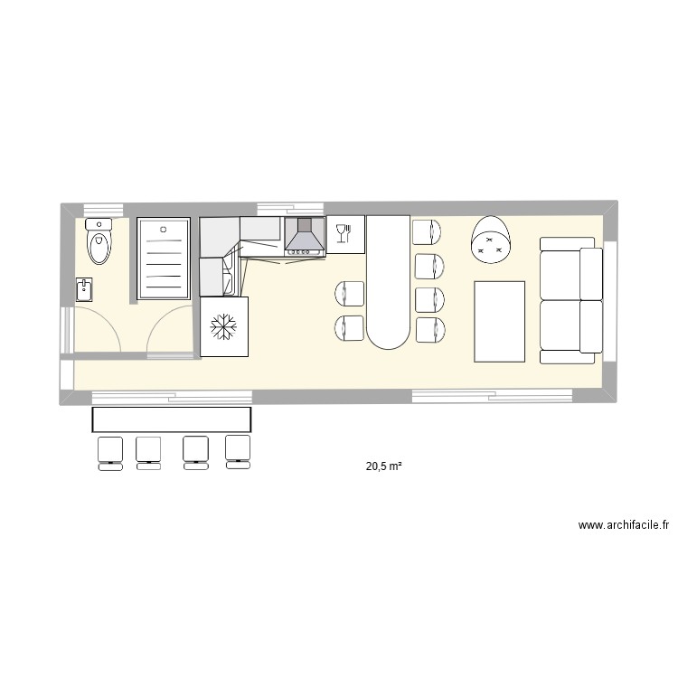  POOL HOUSE 8,30 X 3 = 24,90 M2 (25)....... Plan de 1 pièce et 21 m2