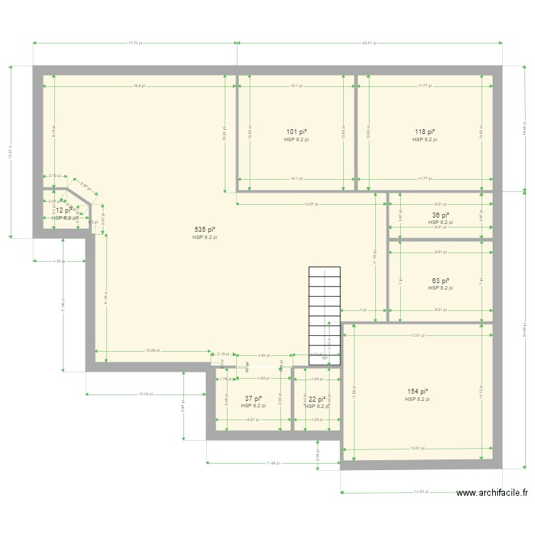 alex et melanie. Plan de 9 pièces et 100 m2