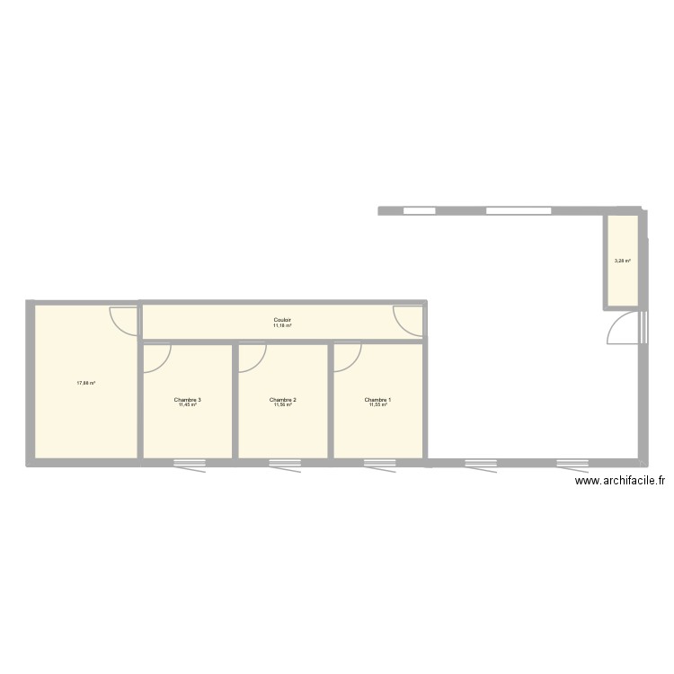 Maison Toit Terrasse. Plan de 6 pièces et 67 m2