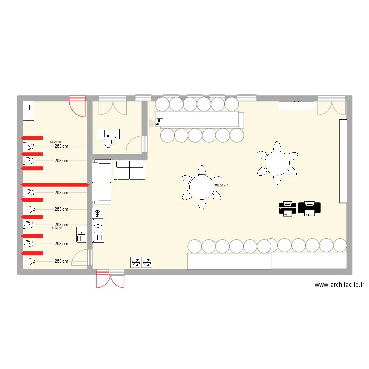 salle des profpersonnel anciennement CDI. Plan de 3 pièces et 134 m2