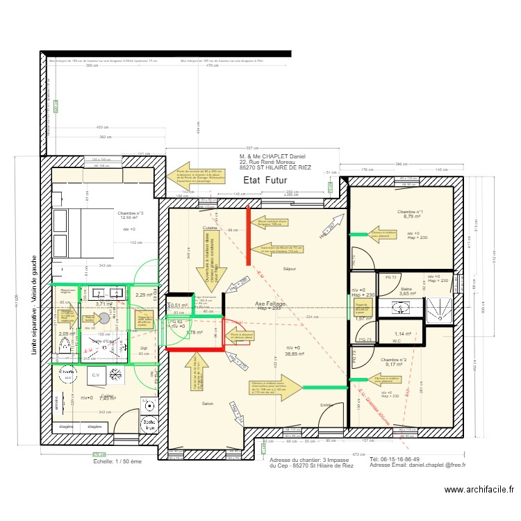 nouveau Vue en plan état futur 3 impasse du Cep. Plan de 12 pièces et 81 m2