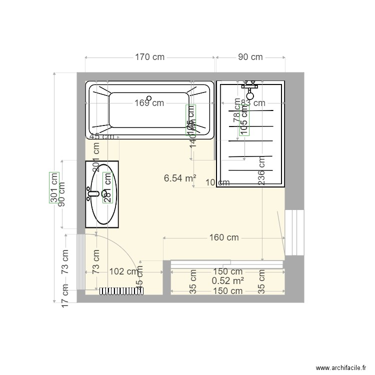 CROZIER. Plan de 2 pièces et 7 m2