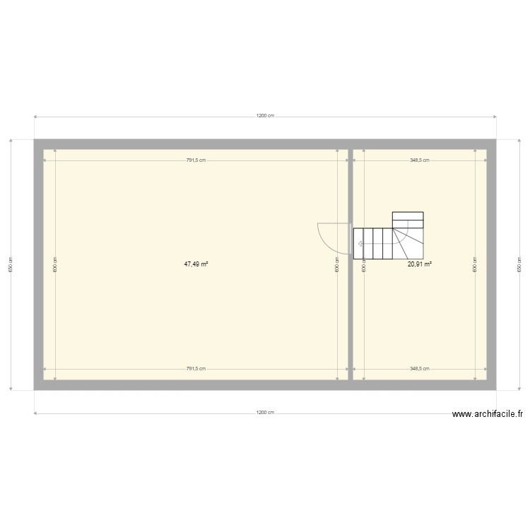 edene. Plan de 2 pièces et 68 m2