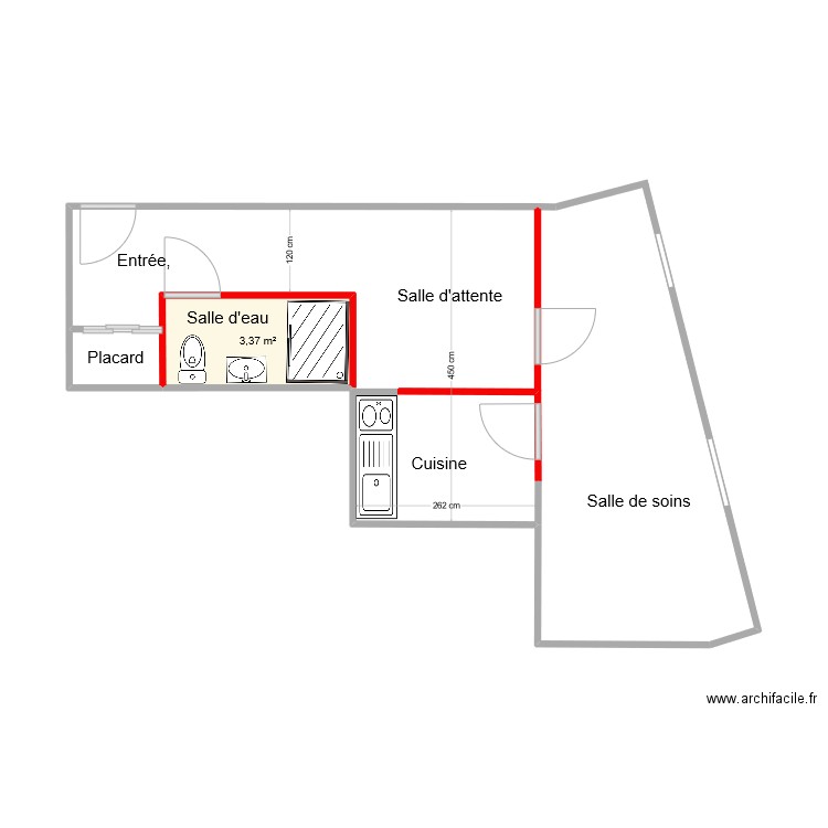 Plan pour dossier. Plan de 1 pièce et 3 m2