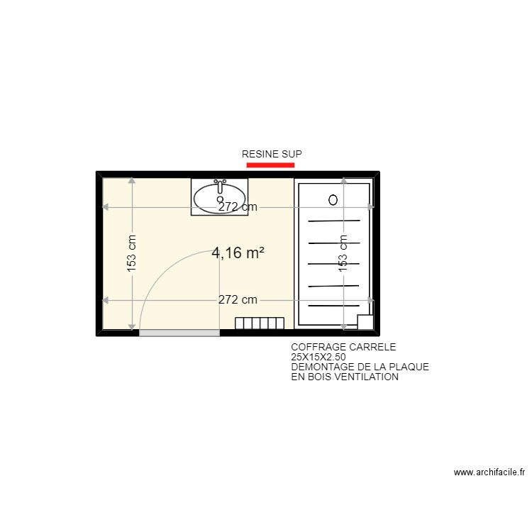 DUFEUTREL MURIEL . Plan de 1 pièce et 4 m2