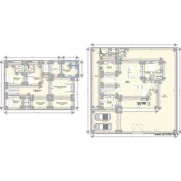 Bassam Assohoun. Plan de 27 pièces et 524 m2