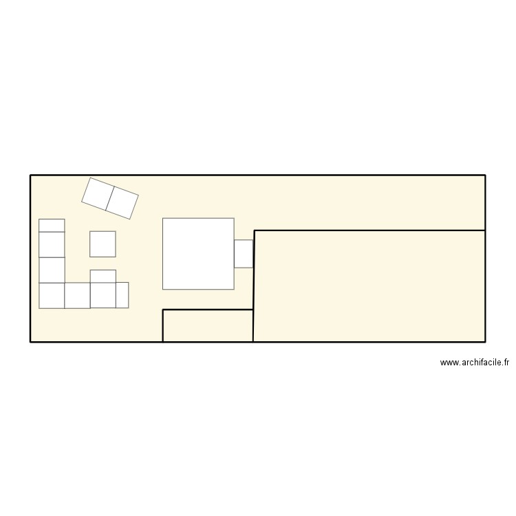Terrasse et Patio. Plan de 2 pièces et 81 m2