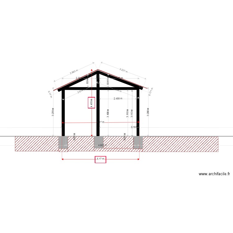 pignon hangard. Plan de 0 pièce et 0 m2