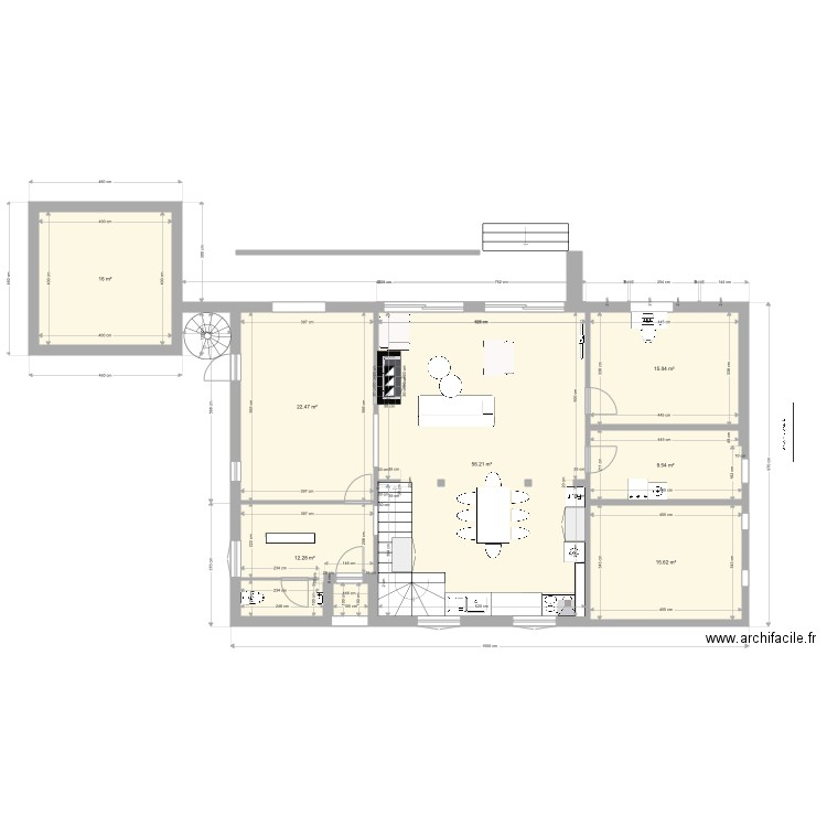 V11 cuisine américaine salon. Plan de 0 pièce et 0 m2