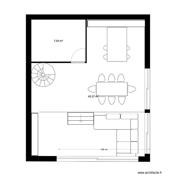 maison partie haute sans plateforme. Plan de 