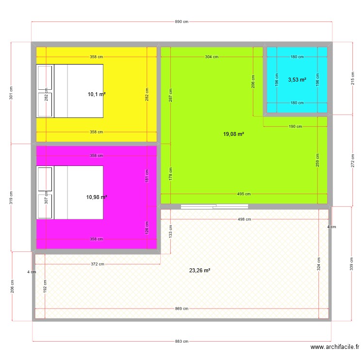 maison pane. Plan de 5 pièces et 67 m2