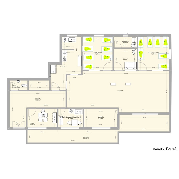 Plan Creche F. Plan de 12 pièces et 177 m2