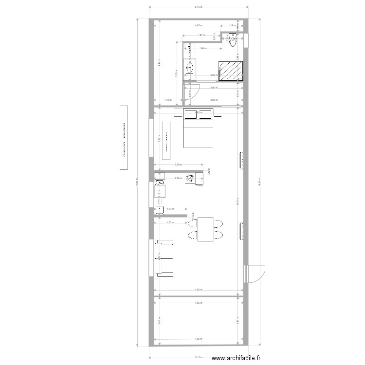 PLan 2 eme niveau Loft . Plan de 5 pièces et 76 m2