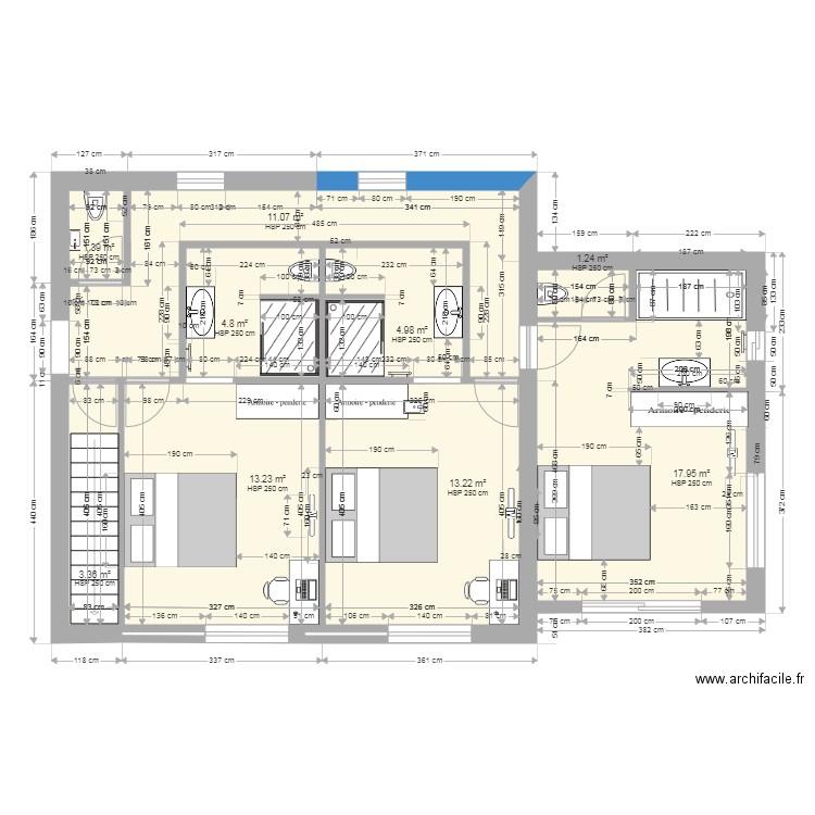 Chambre 1ier Tritons V3 1009. Plan de 0 pièce et 0 m2