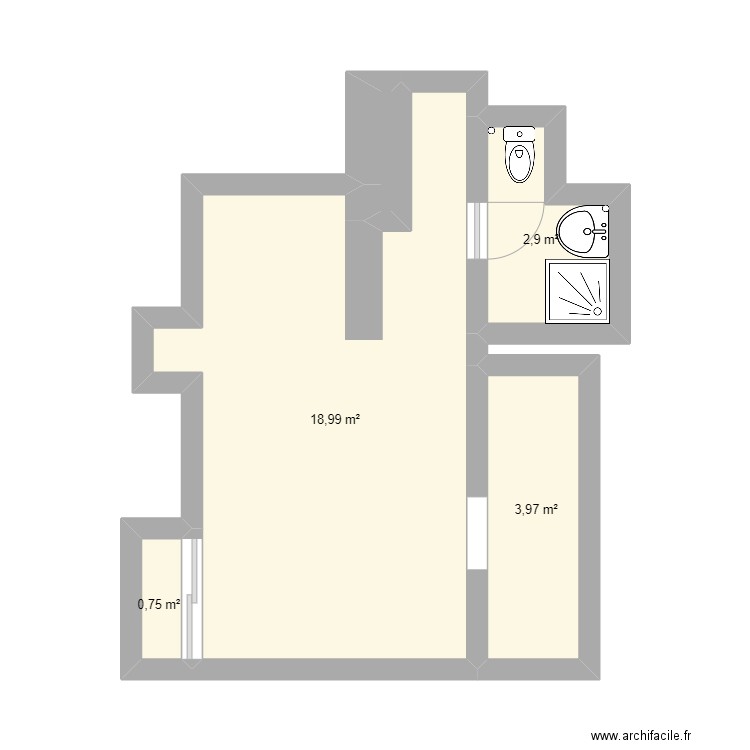 Appartement. Plan de 5 pièces et 27 m2