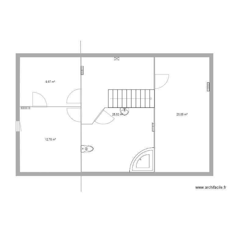 LCDB Etage. Plan de 4 pièces et 69 m2