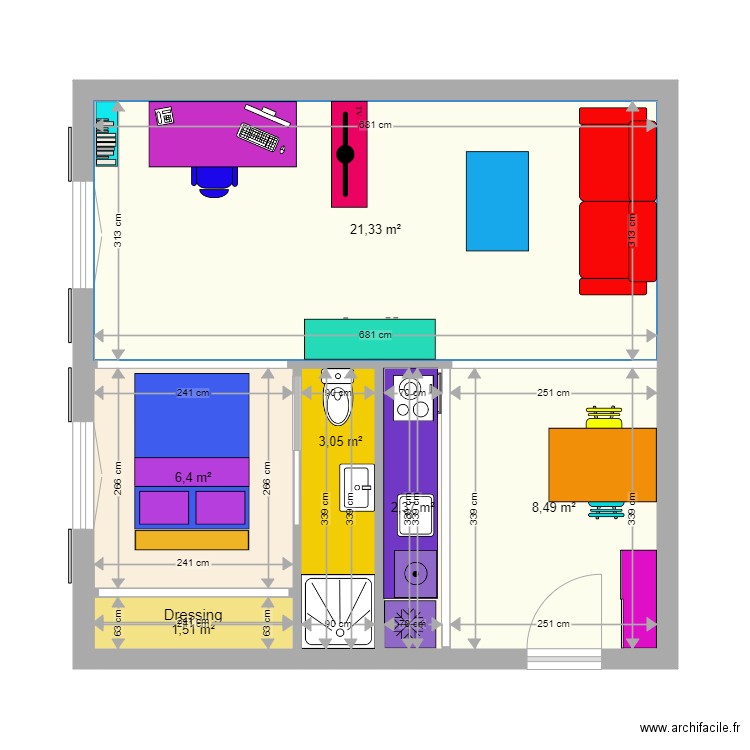 45 M2. Plan de 0 pièce et 0 m2