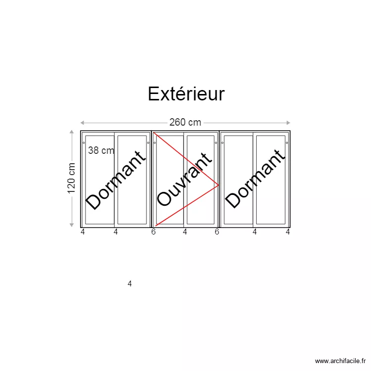 Fen&ecirc;tre style atelier 6 vantaux. Plan de 