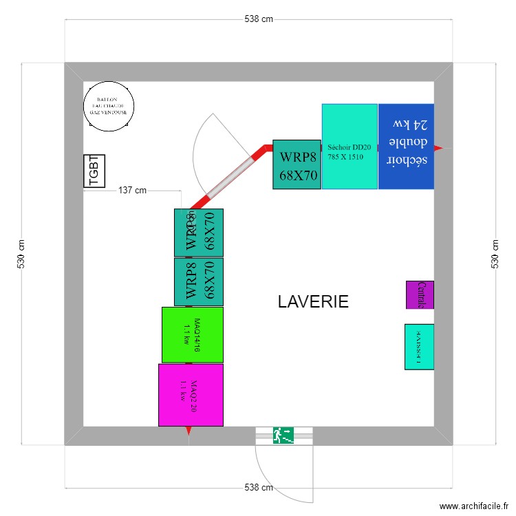 PROJET LAVERIE DU VILLAGE MARTINIQUE. Plan de 2 pièces et 23 m2