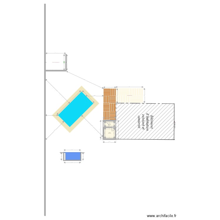 extension 2 . Plan de 3 pièces et 18 m2