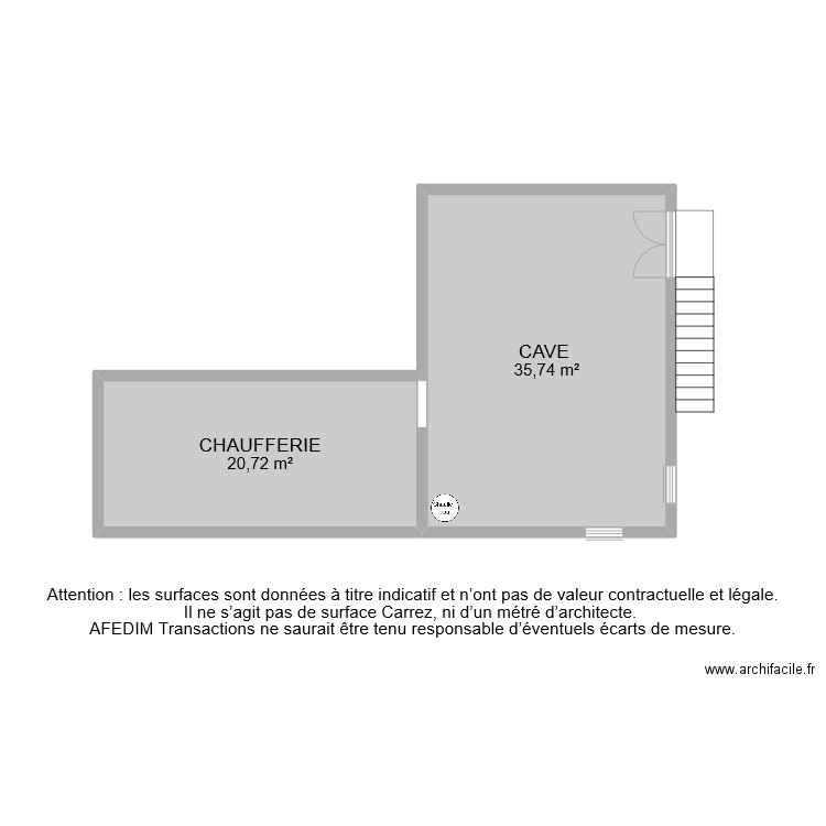 BI 10421 SOUS SOL . Plan de 2 pièces et 56 m2