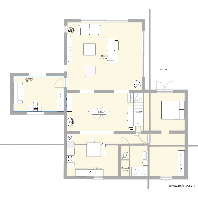 extension. Plan de 0 pièce et 0 m2