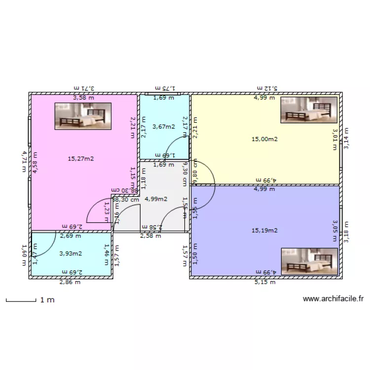etage 1 chambres . Plan de 