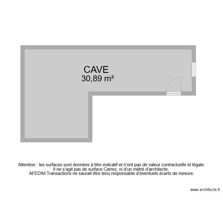 BI 9404 CAVE . Plan de 1 pièce et 31 m2