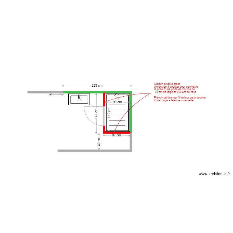 Sachet. Plan de 1 pièce et 1 m2