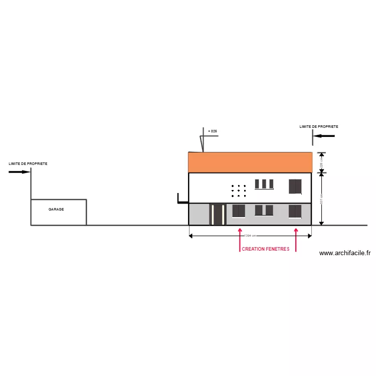 Facade Est Poli Projet. Plan de 
