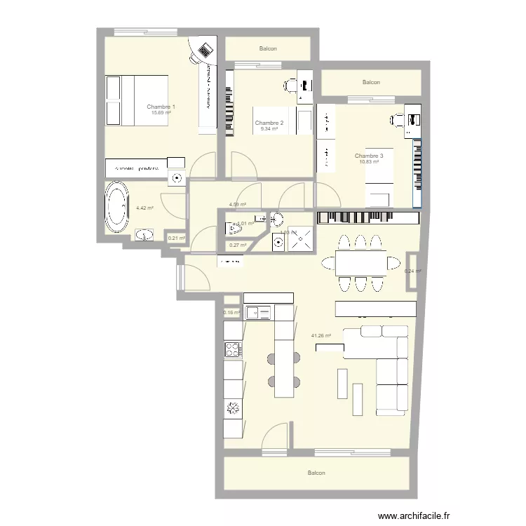 Appart option 2. Plan de 