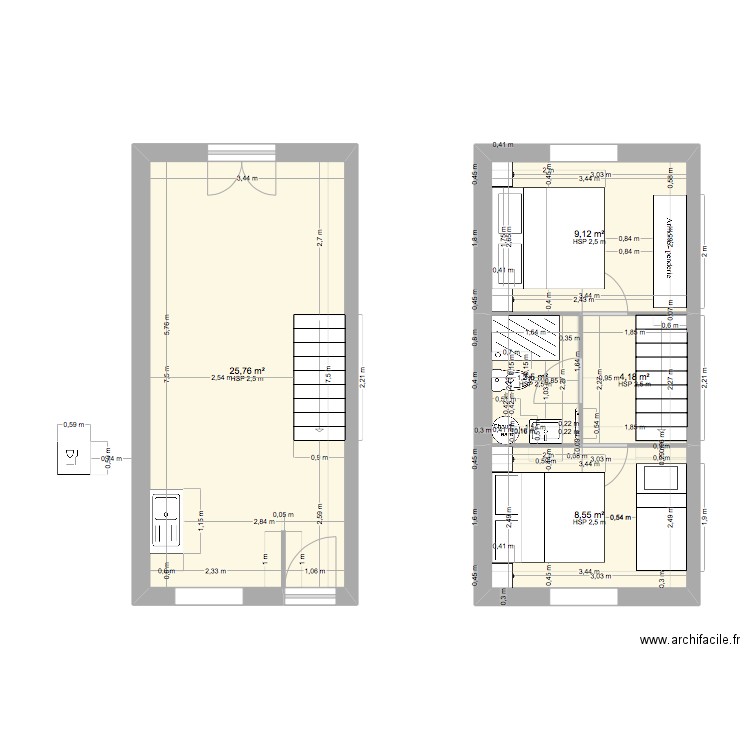 canet. Plan de 5 pièces et 51 m2