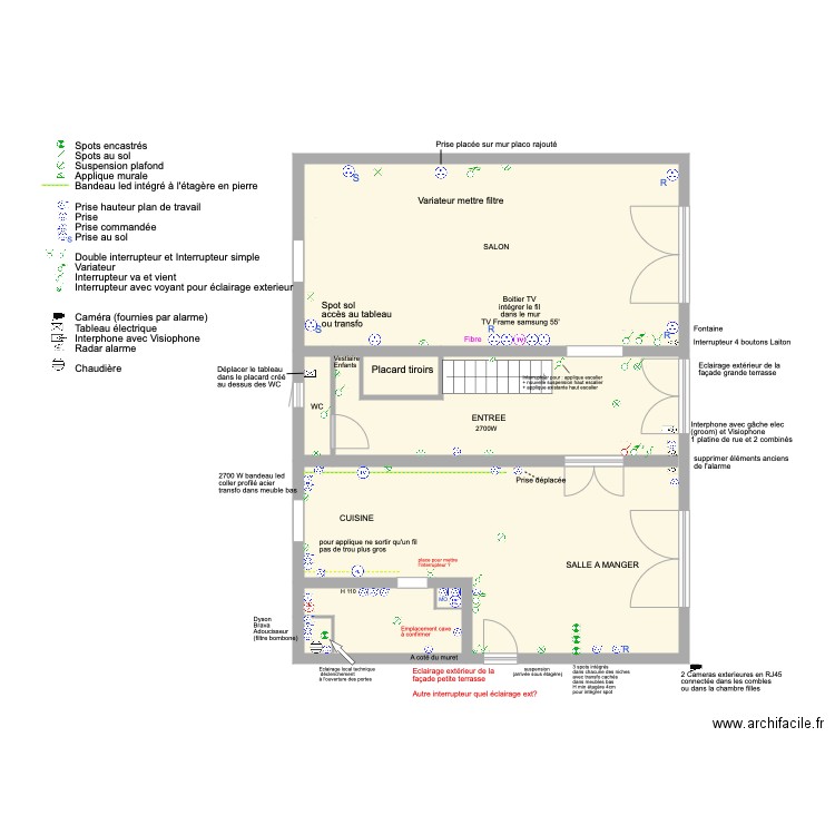 Plan electrique. Plan de 6 pièces et 97 m2