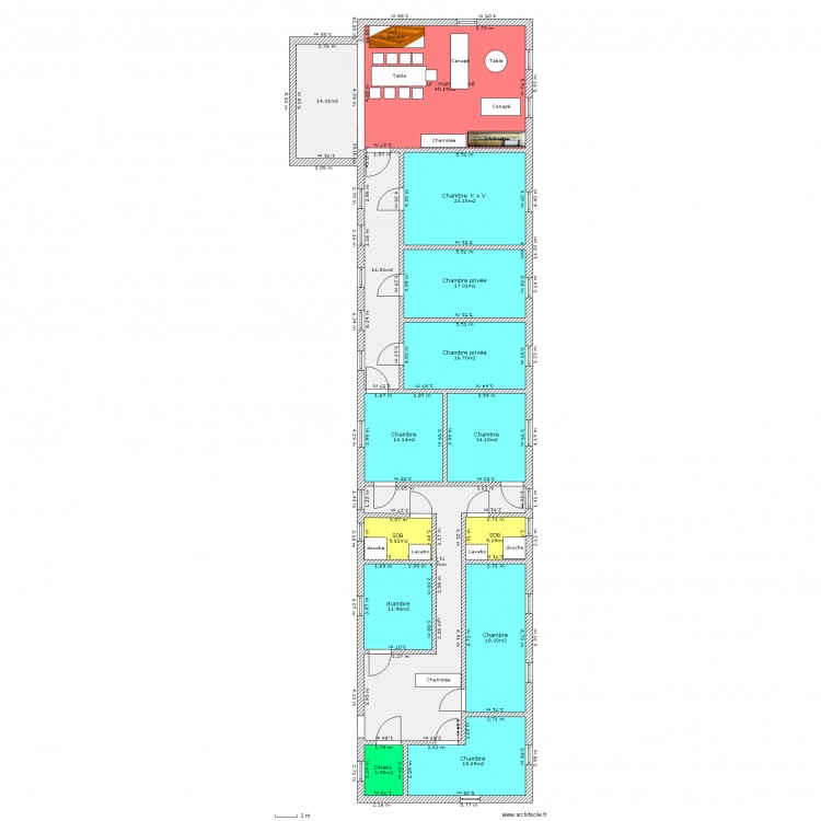 Transformation 1er étage grange. Plan de 0 pièce et 0 m2