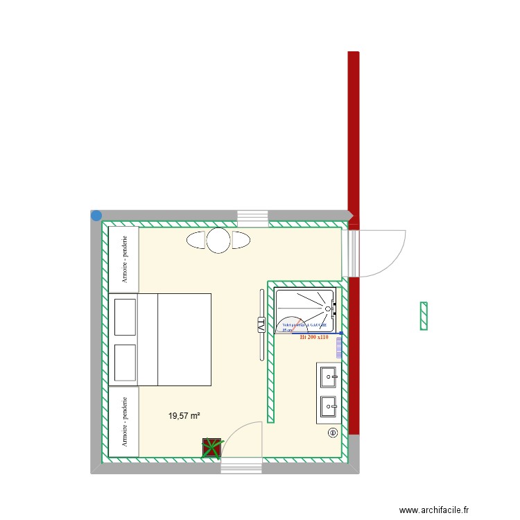 PLAN MANON MATHIEU. Plan de 1 pièce et 20 m2