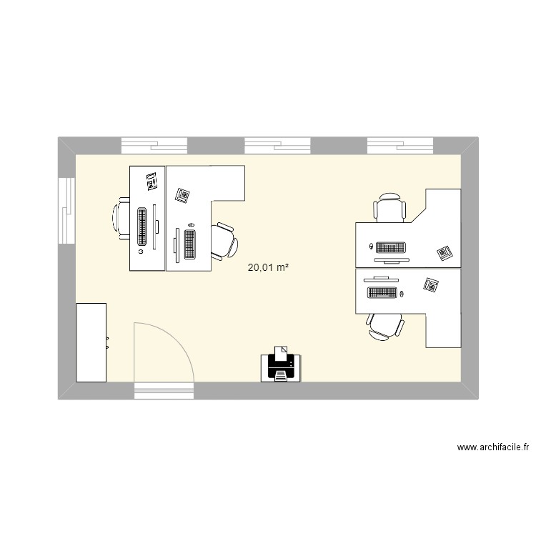 ADM. Plan de 1 pièce et 20 m2