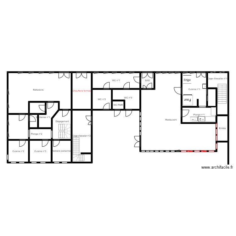 Ecole pasteur RDC. Plan de 21 pièces et 242 m2