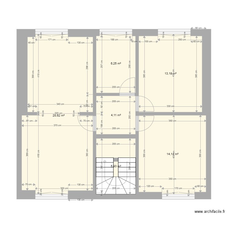 2eme. Plan de 6 pièces et 72 m2