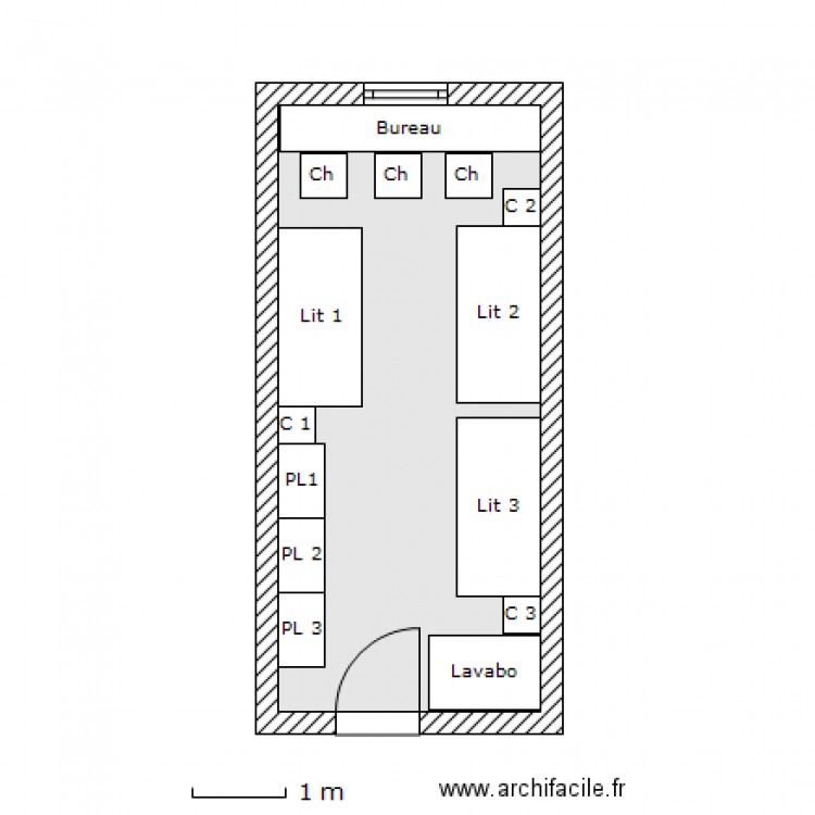 CHAMBRE CH 3 stagiaires 18 M². Plan de 0 pièce et 0 m2