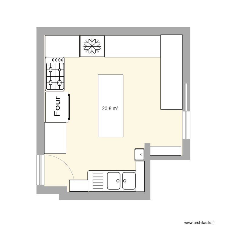 plan cuisine pro sans angle meuble. Plan de 0 pièce et 0 m2