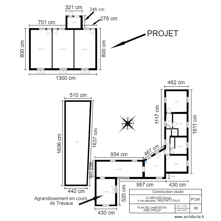 Plan de la maison AVEC projet 2. Plan de 16 pièces et 282 m2